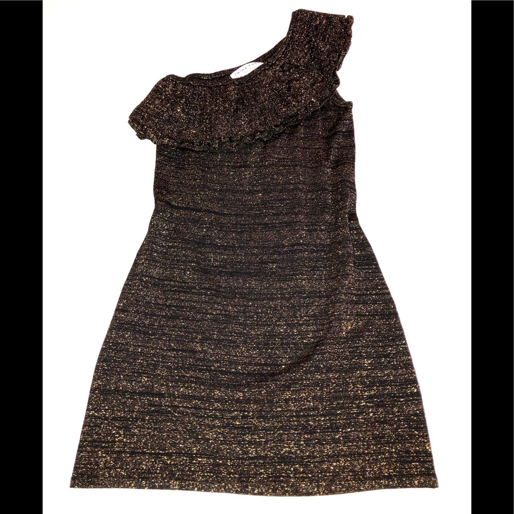 Trina Turk black & gold stretch cocktail dress